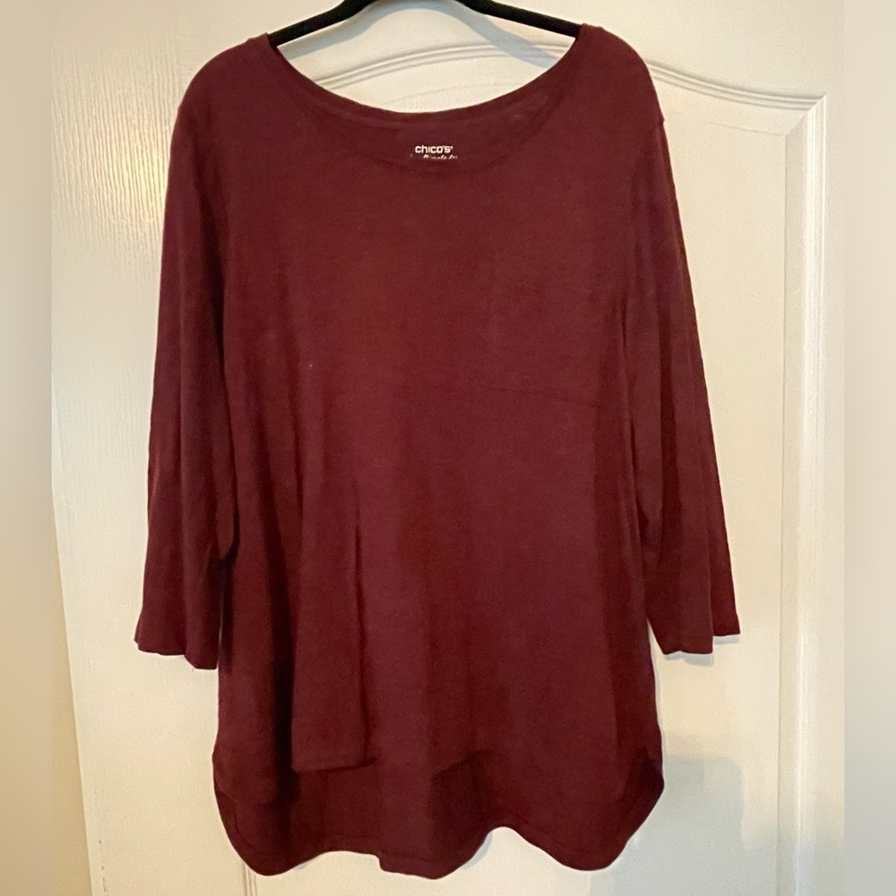 CHICO’S XL Red Boxy long Sleeve perfect Tee